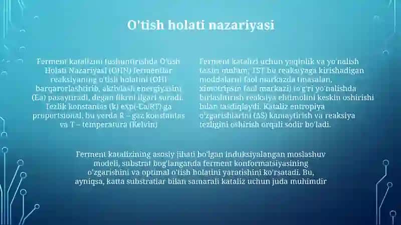 Kataliz nazaryalari fermentativ kataliz 4
