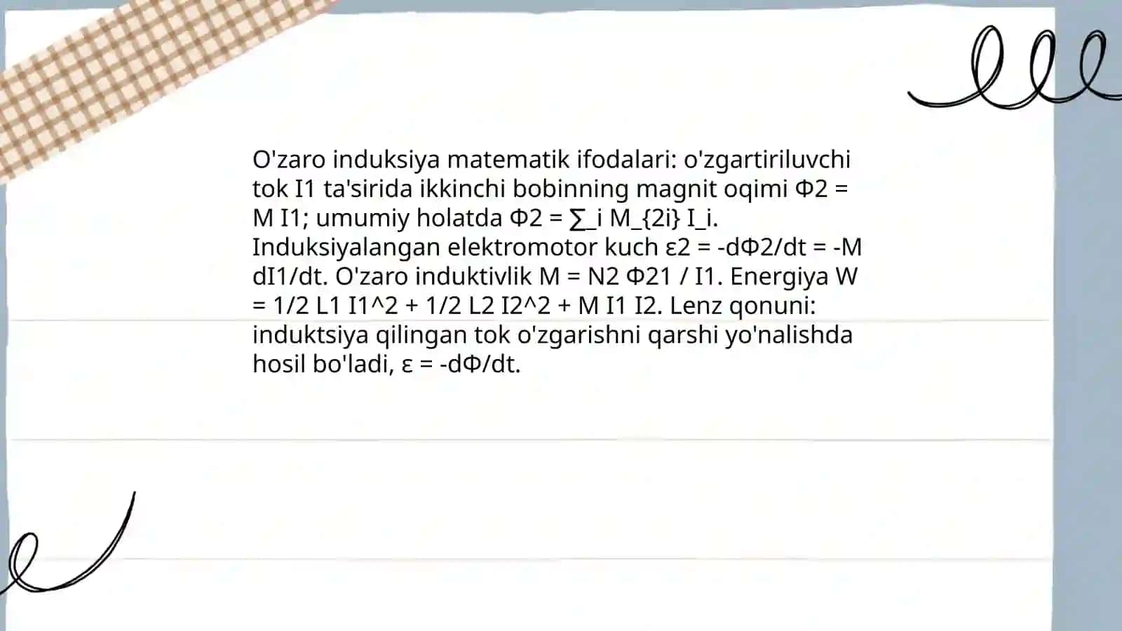 O'zaro induksiya. Transformatorlar 4