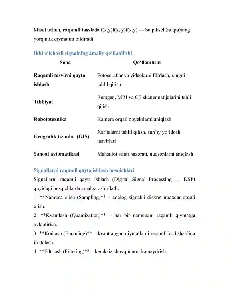 Bir va ikki o‘lchovli signallar 4