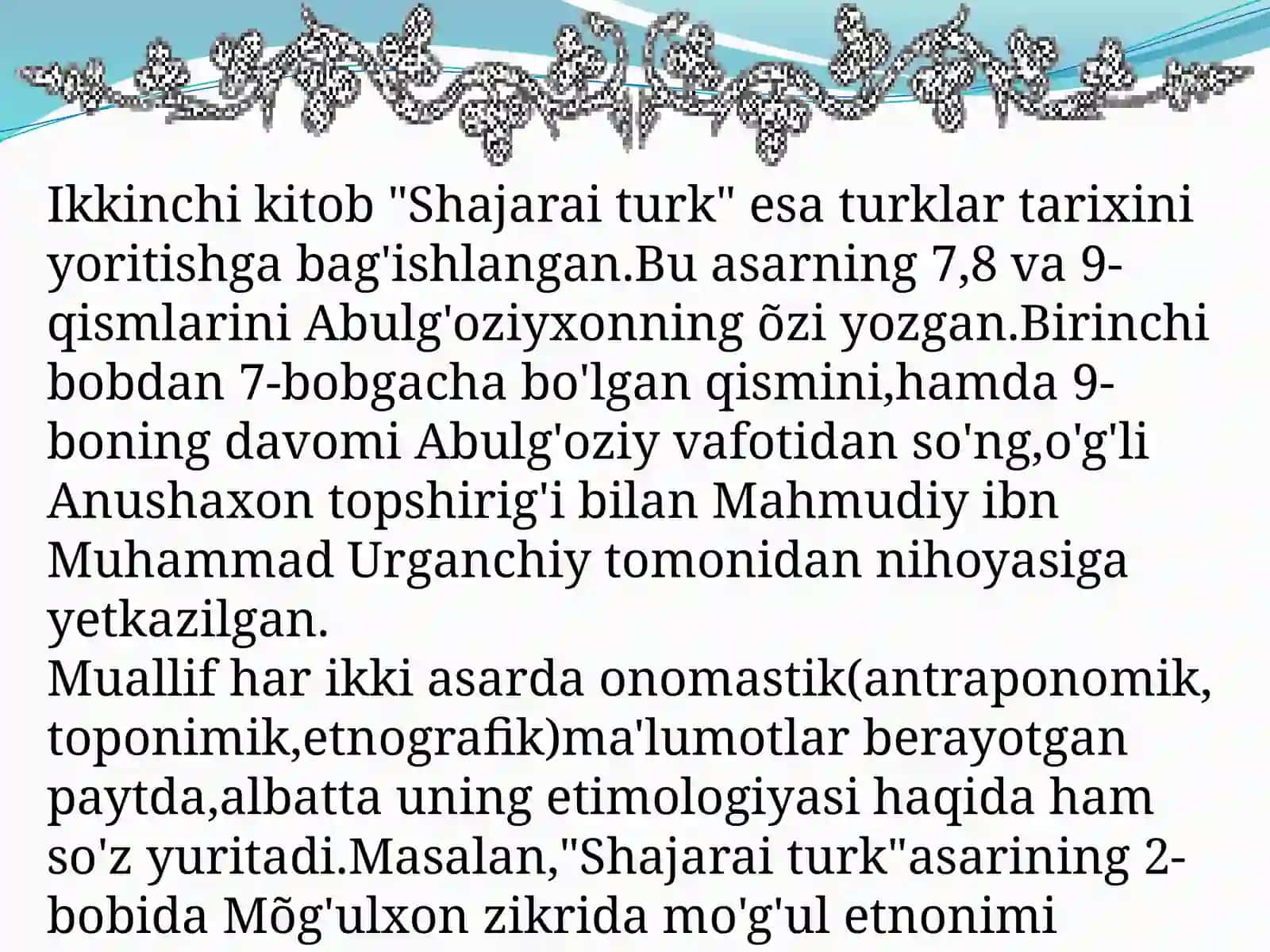 Abulg'oziy Bahodirxonning lingvistik qarashlari 4