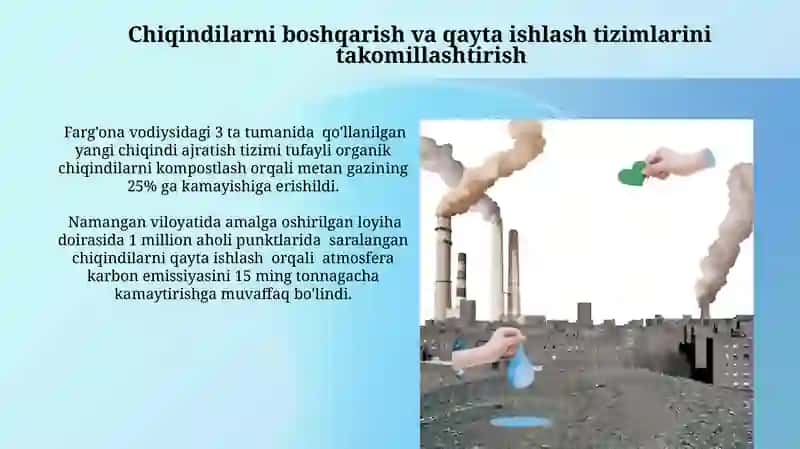Atmosfera havosiga tushayotgan chiqindilarni kamaytirish chora tadbirlari 4