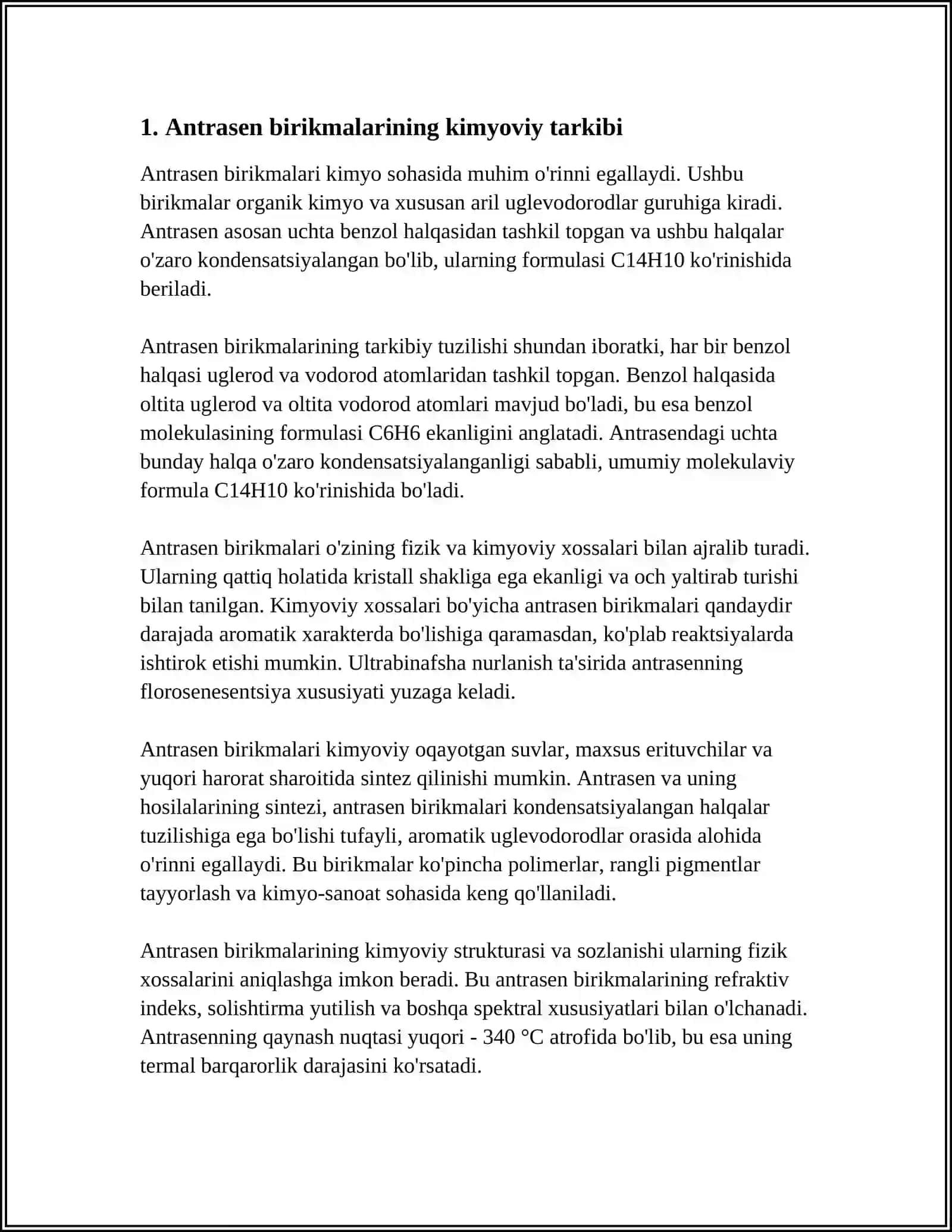 ANTRATSЕN UNUMLARI FARMAKOLOGIK TASIRINI KIMYOVIY TUZILISHIBILAN BOG’LIQLIGI 4