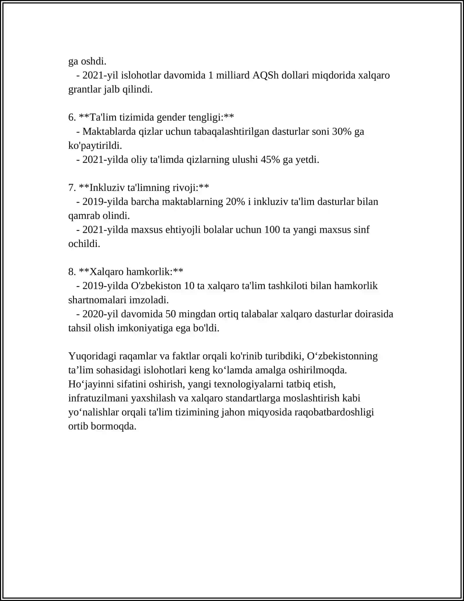 OʻZBEKISTONDA IJTIMOIY SOHADA AMALGA OSHIRILAYOTGAN OʻZGARISHLAR MAZMUN VA MOHIYATI 4
