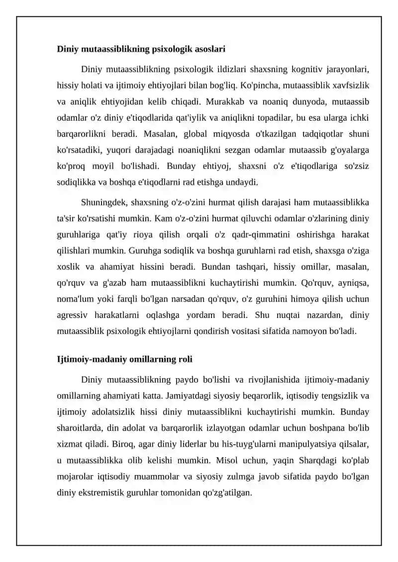Diniy mutaassiblikning asoslari va omillari 4