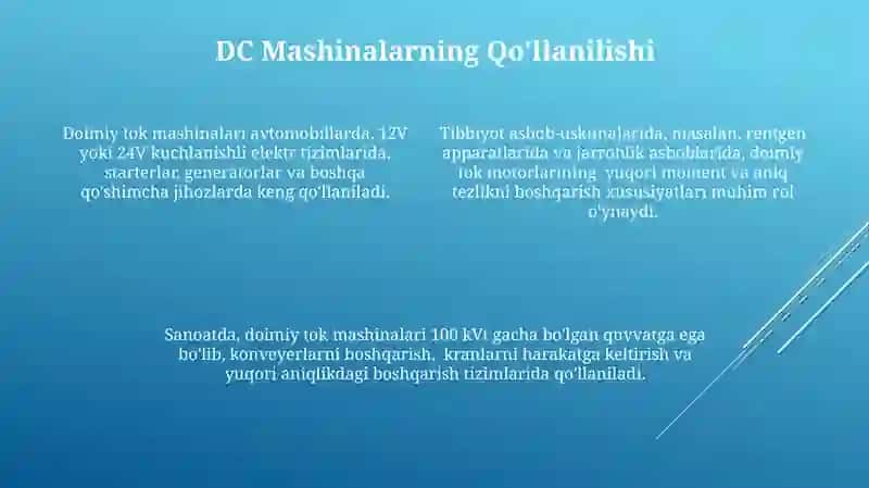 Doimiy Tokli Mashinalarning Turlari va Qo'llanilishi 4