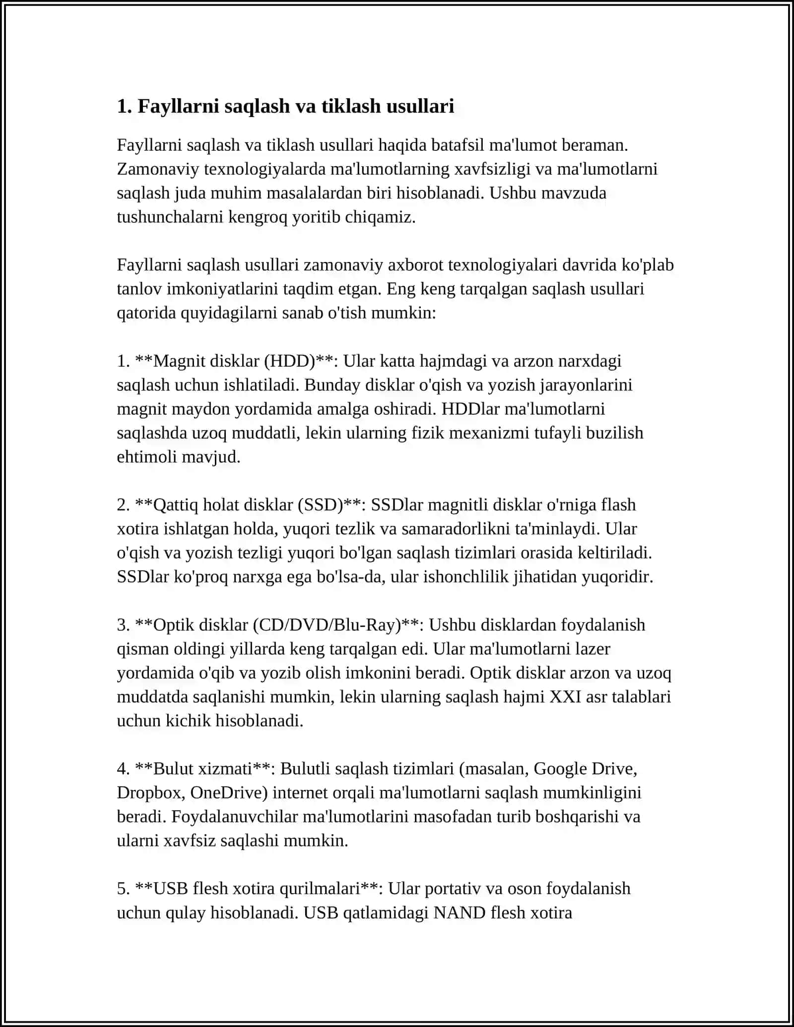 FAYLLAR BILAN ISHLASHNING YANGI USULLARI (1/0 TEXNOLOGIYASI) 4