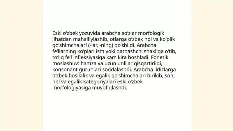 Eski oʻzbek yozuvidagi matnlarda arab tilidan oʻzlashgan soʻzlar 4