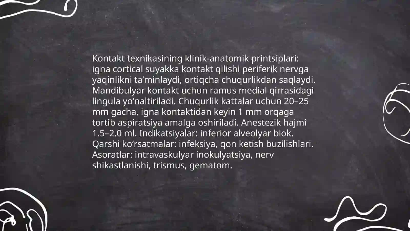 Stomatologik aralashuvlarda og’riqsizlantirishlarni bajarish texnikasining klinik-anatomik asoslari 4