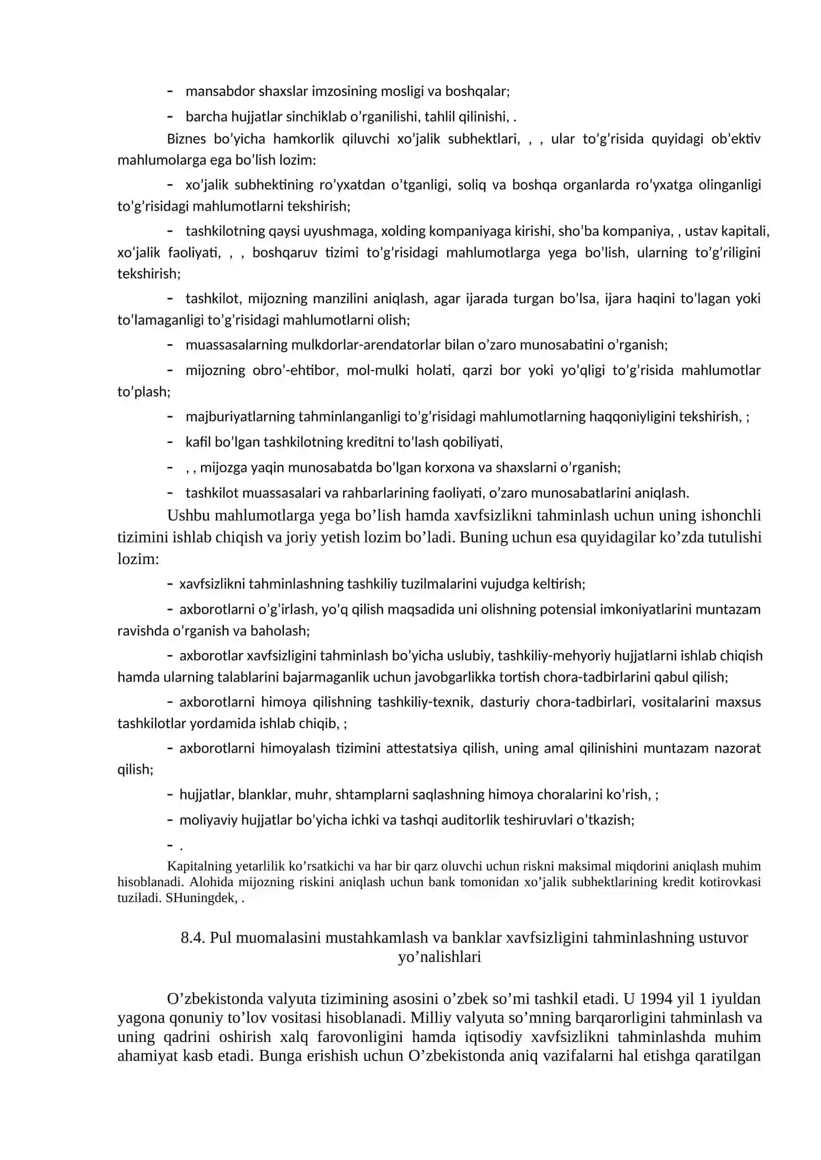 XO’JALIK FAOLIYaTINING PUL-MOLIYa SOHASIDAGI IQTISODIY XAVFSIZLIK 4