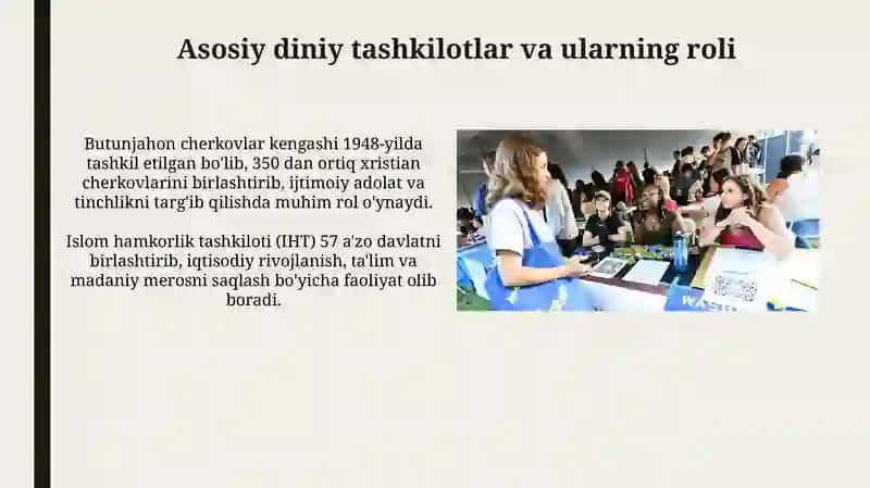 Xalqaro diniy tashkilotlar faoliyatining tarixi va ularning barqaror rivojlanish maqsadi 4