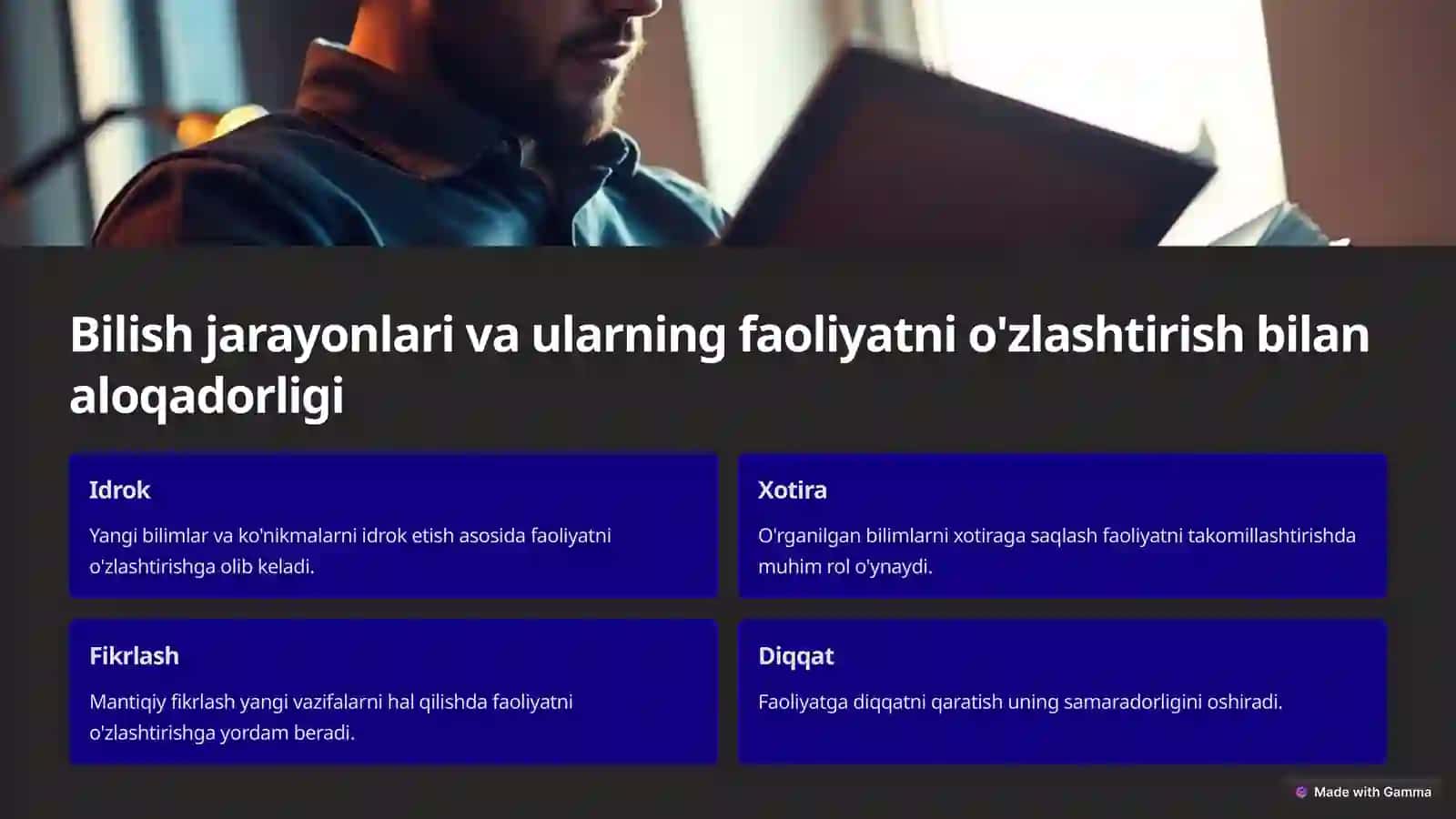 Faoliyatning o'zlashtirilishi va malakalarni egallash 4