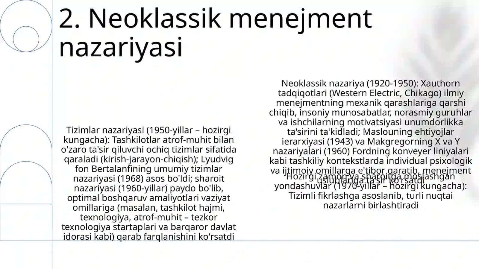 Boshqaruv tizimi nazaryasi va amolyatini rivojlantrish bosqichlari 4