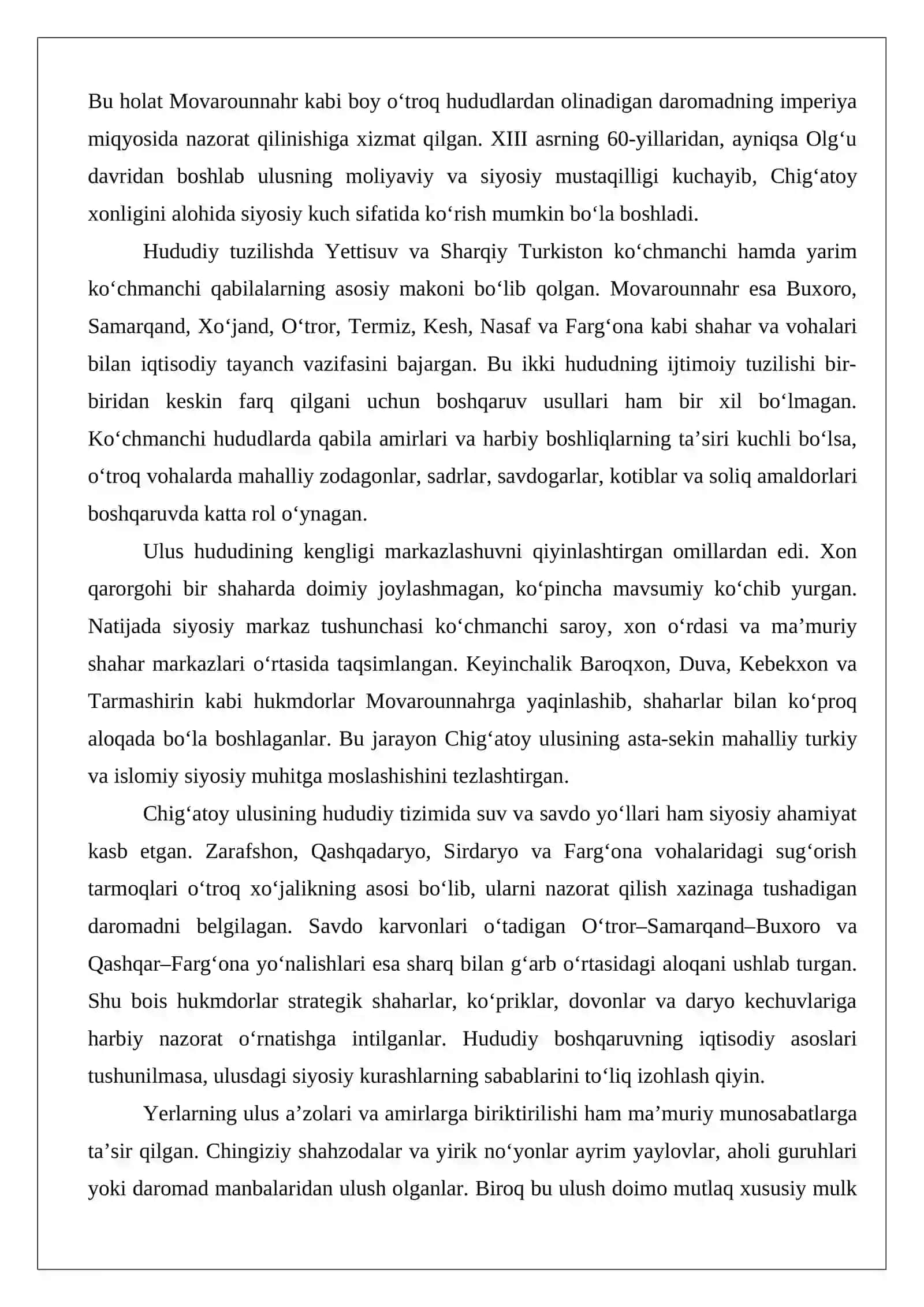 Chig‘atoy ulusining tashkil topishi va siyosiy-hududiy asoslari 4