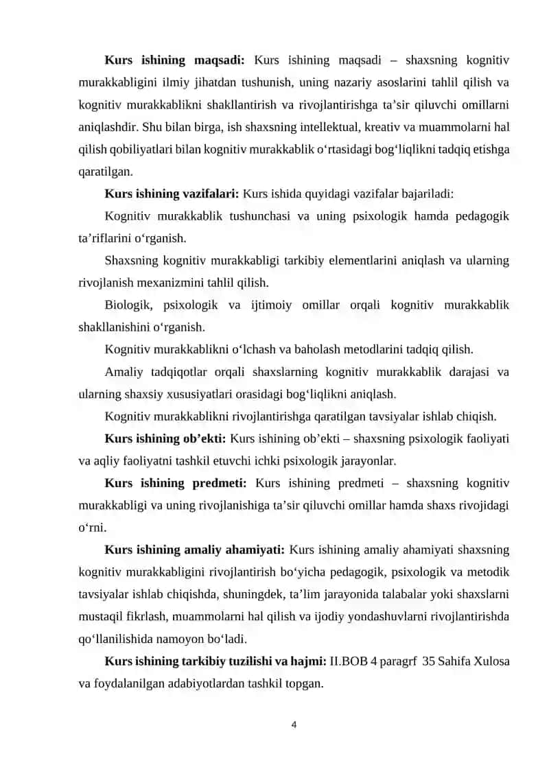 SHAXSNING KOGNITIV MURAKKABLIGI 4