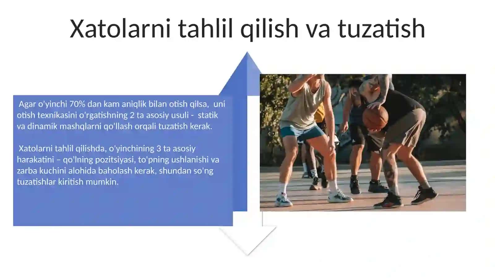 Basketbol toʻpini his va oddiy toʻp uzatishlarni amalga oshrish texnikasini oʻrgatish 4