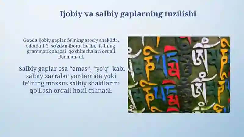 Gapda shaxs son va tasdiq inkor manolarining ifodalanishi 4
