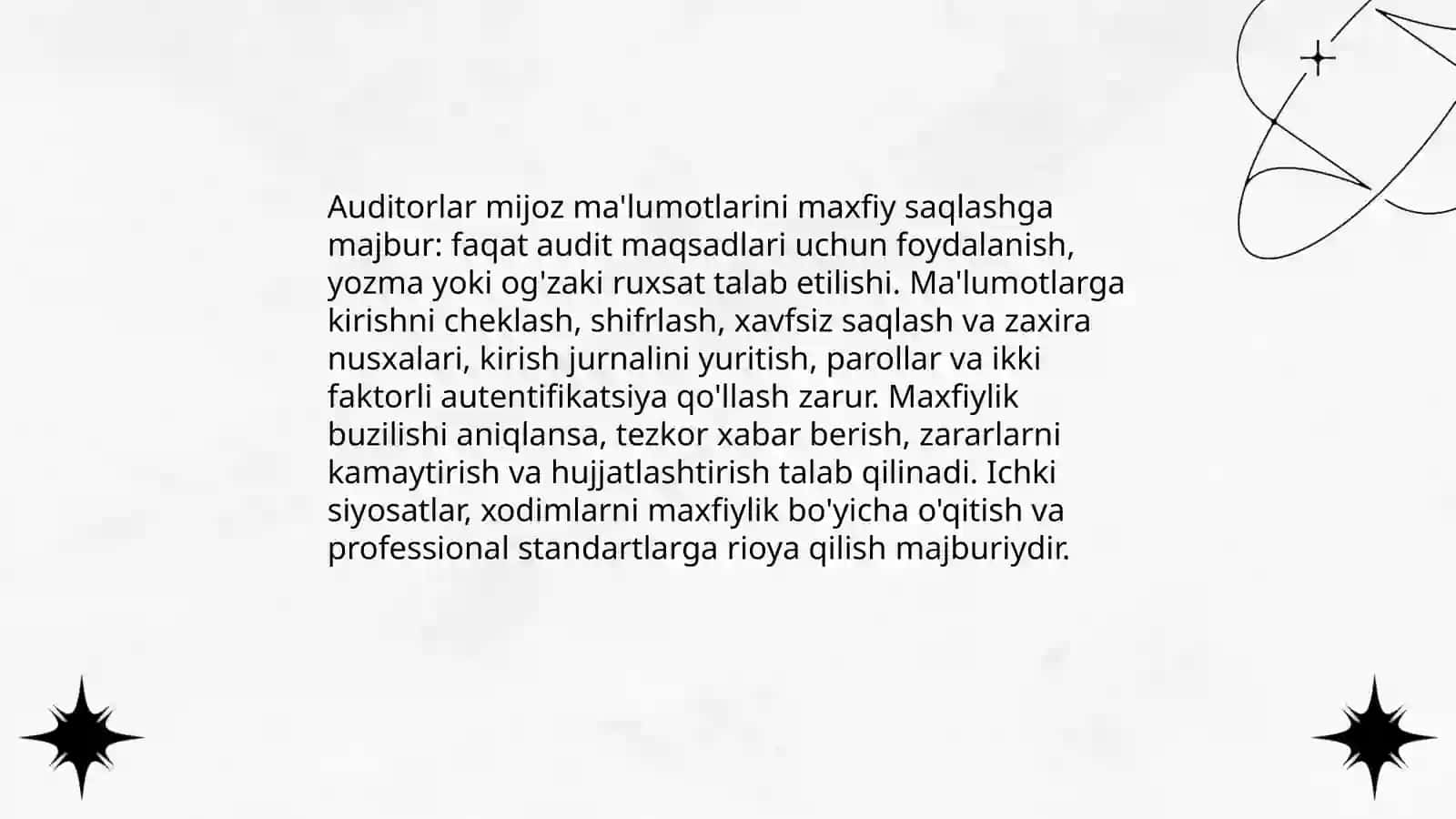 Audit jarayonida etika va professional standart 4