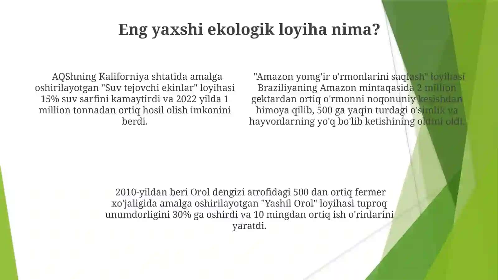 Eng yaxshi Ekologik loyiha 4