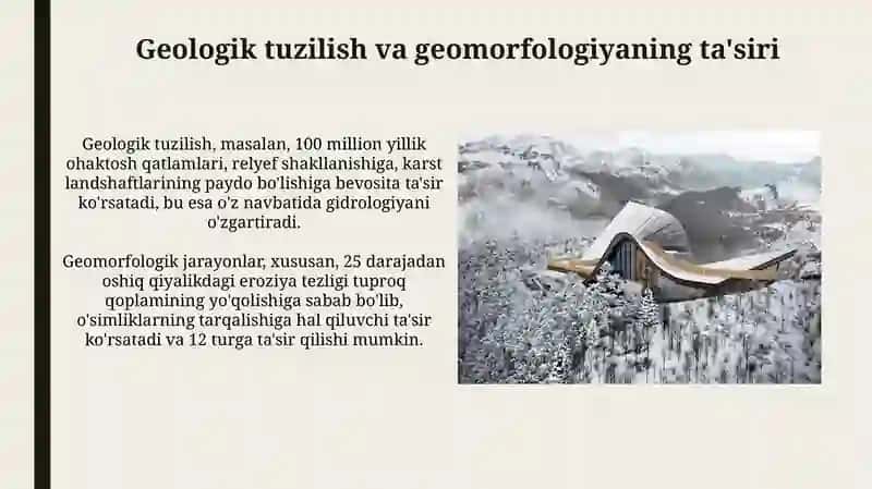 Landshaft komponentlari o'rtasidagi o'zaro aloqalar 4