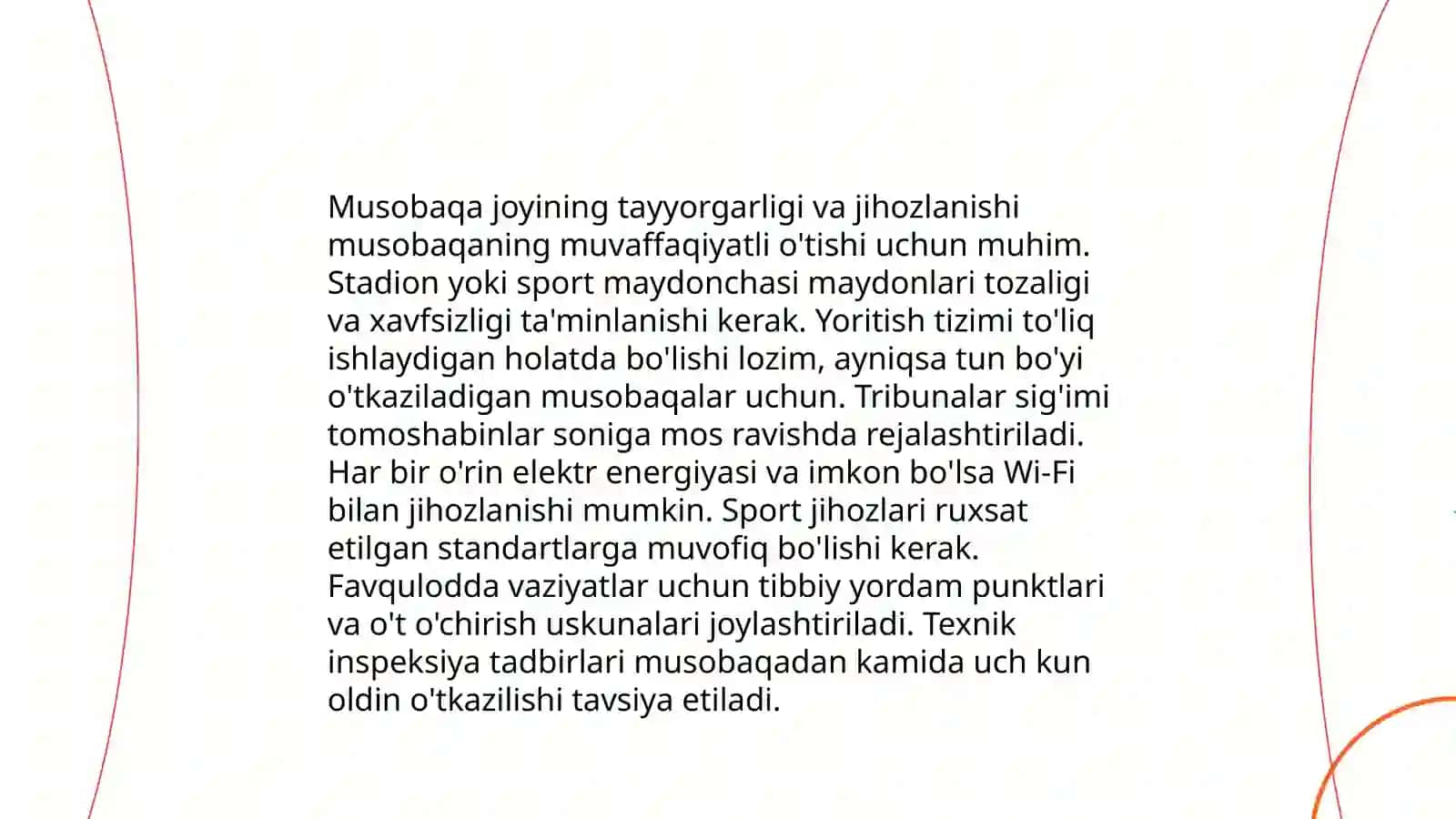 Musobaqa qoidalari va tartiblarini belgilash 4