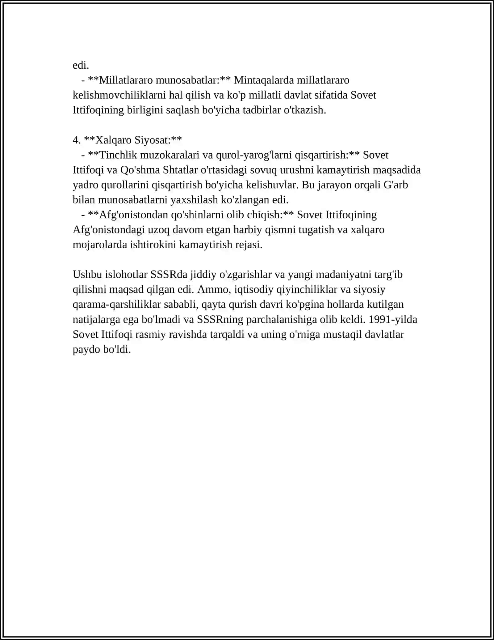 MUSTAQIL ISH Mavzu: QAYTA QURISH YILLARIDA O'ZBEKISTONNING IJTIMOIY SIYOSIY VAZIYATI 4