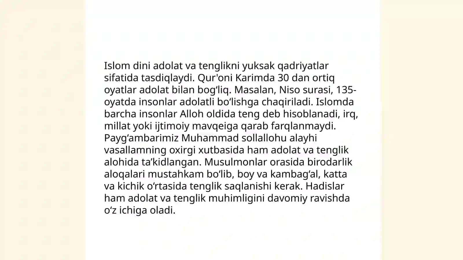Islomda inson xuquqlari himoyasi,ijtimoiy,tenglik,adolat va tolerantik 4