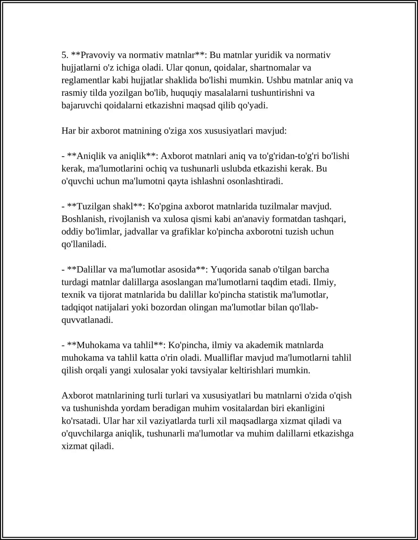 AXBOROT MATNLARI (GAZETA, INTERNET SAYTLARI MAQOLALARI) USTIDA ISHLASH 4