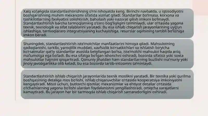 Xalq vaqishloq hoʻjaligida standartlashtirishning ahamiyati 4