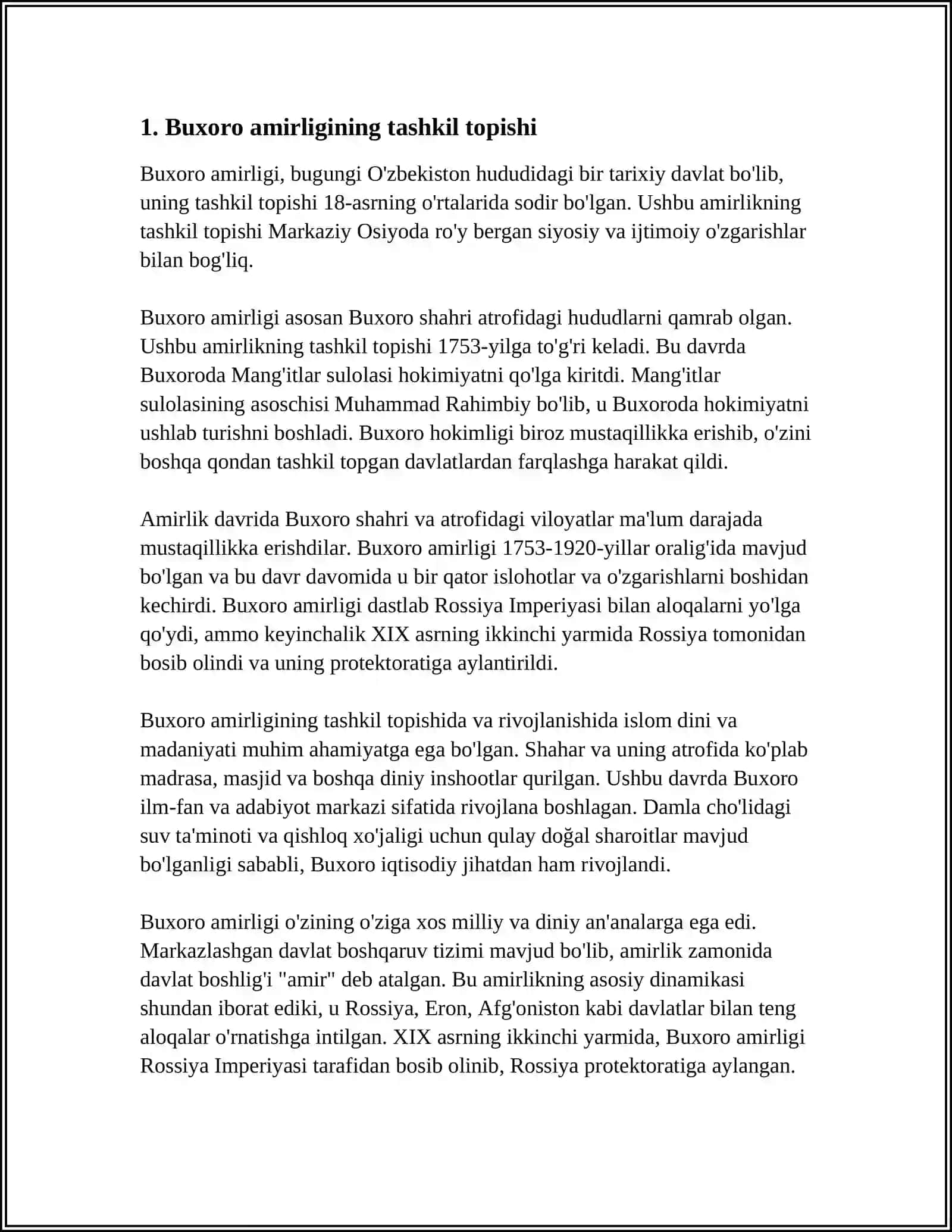 BUXORO AMIRLIGINING RASSIYA TOMONIDAN BOSIB OLLINISHI 4