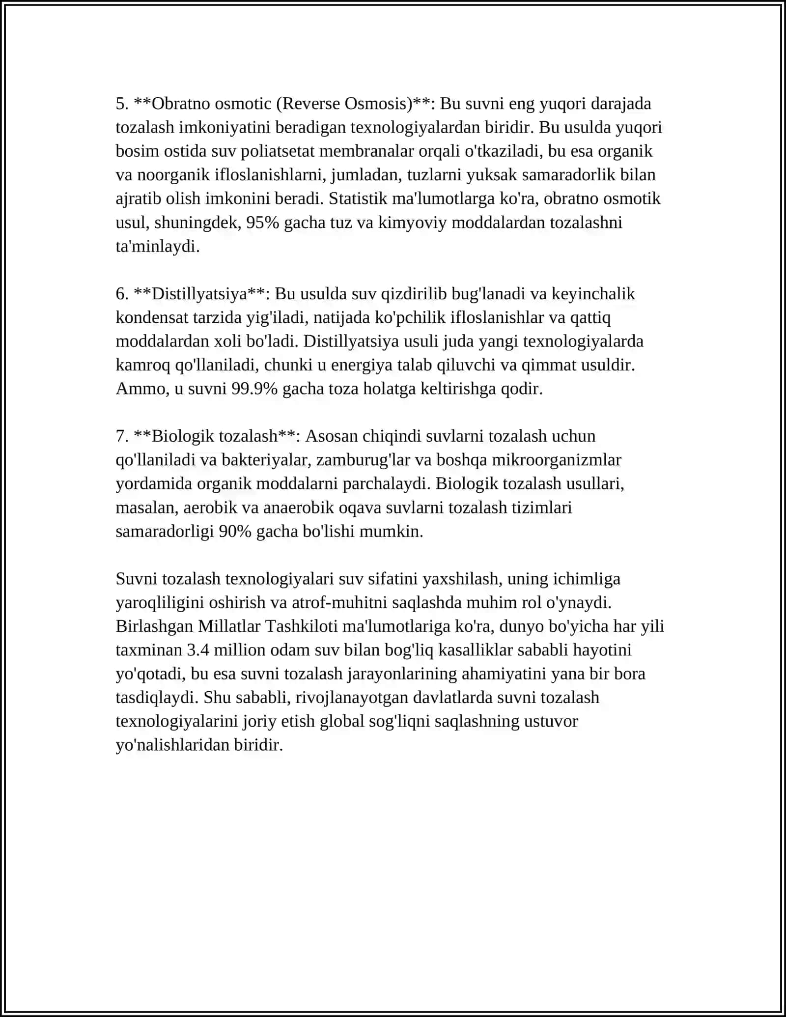 SUĞORISH SUVINING MINERALLASHGANLIK DARAJASINI KAMAYTIRISHDA QAYSI TADBIR MUHIM HISOBLANADI VA AHAMIYATI 4