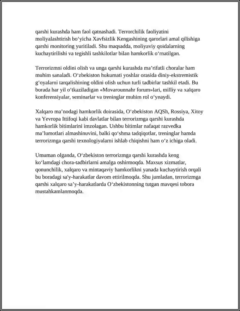 O‘ZBEKISTONNING TERRORIZMGA QARSHI KURASH TAJRIBASI 4