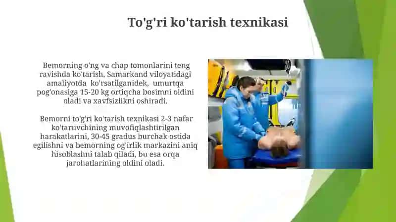 Tana biyomexanikasi va bemorning xavfsizligini ta'minlash 4