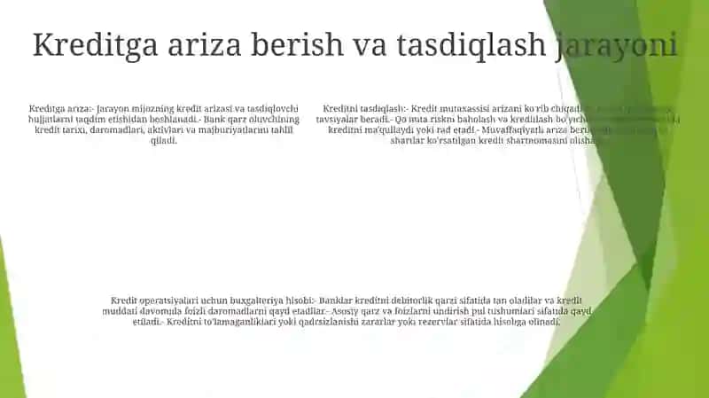 Banklarda Kredit Operatsiyalarining Buxgalteriya Hisobi 4