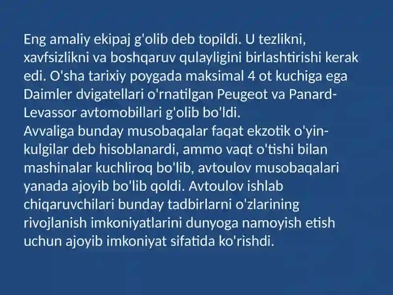 Avtomobilsozlik tarixi fanidan mashg'ulot 4