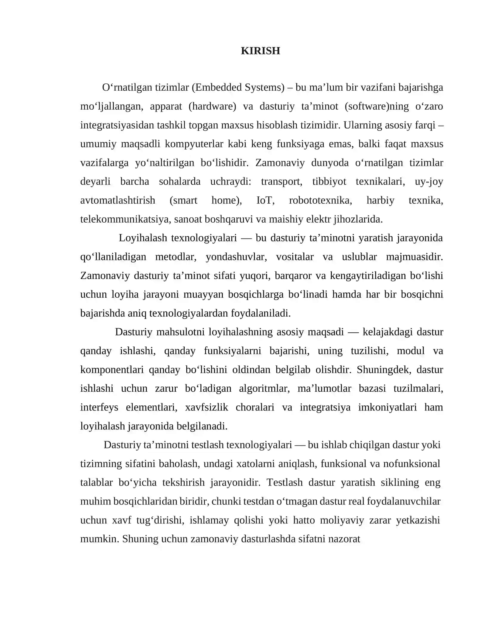 DASTURLASH MUHITLARI VA LOYIHALASH TEXNOLOGIYALARI KURS ISHI ISHIGA HISOBOT YOZUVI 4