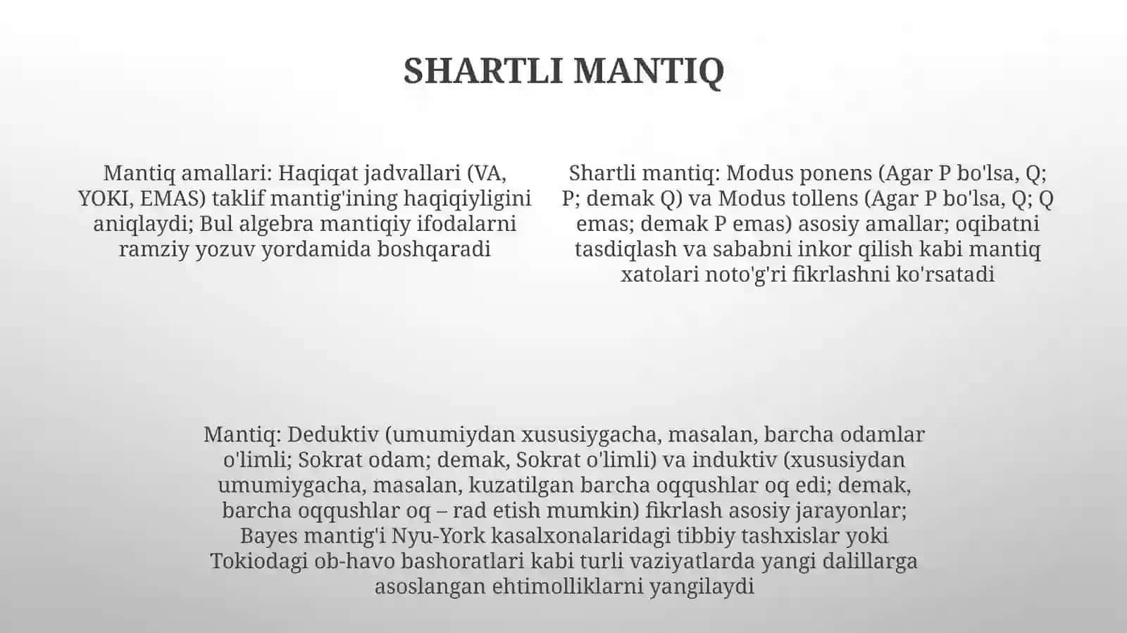 Mantiqiy amallar soddalashtirish 4