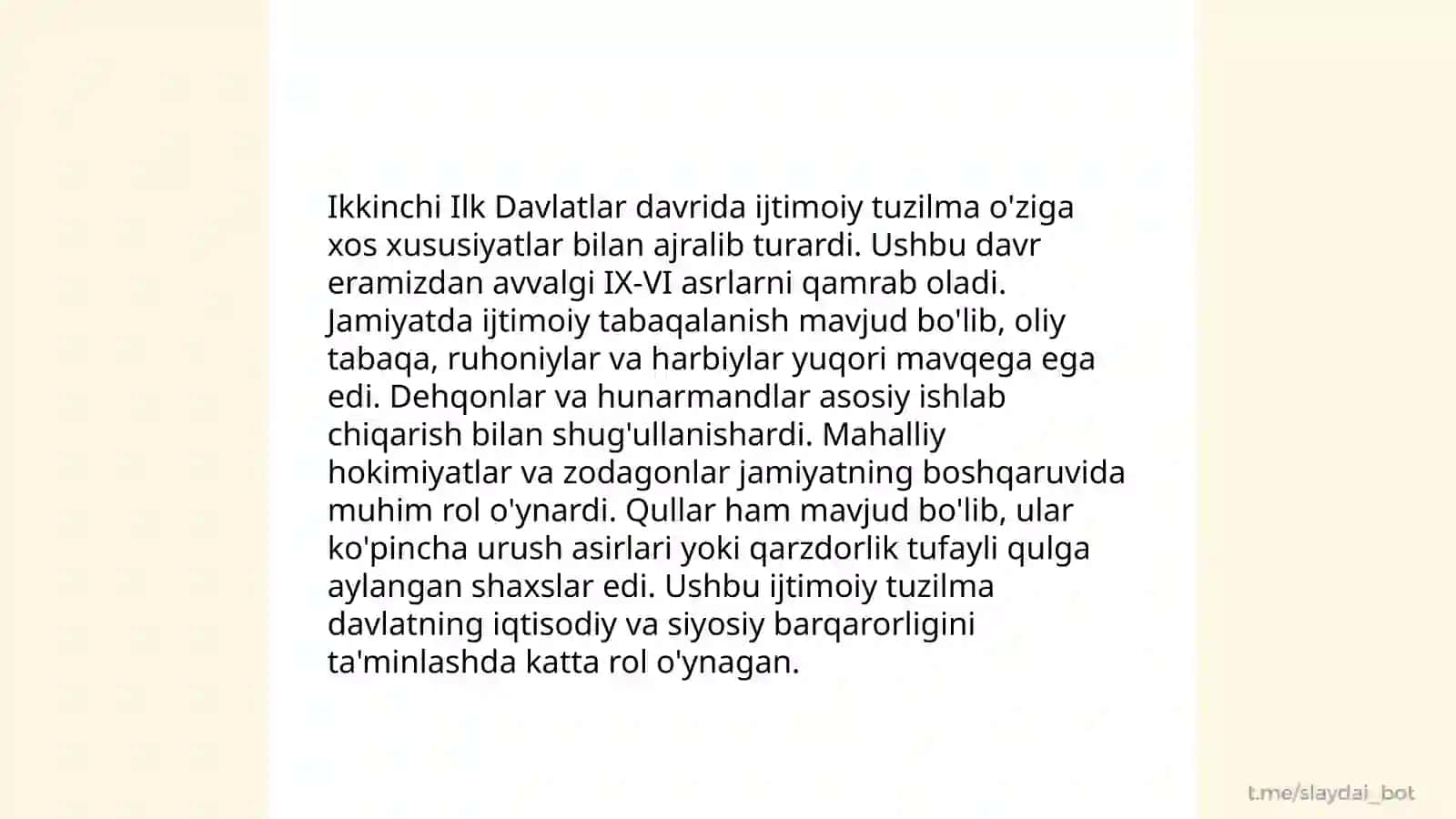Ilk davlatlar davridagi iqtisodiy va ijtimoiy tuzim,aholisi va xo'jalik hayoti 4