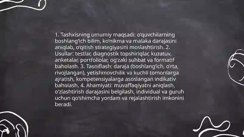 O‘quvchilarning bilim, ko‘nikma va malakalarini tashxis etish 4