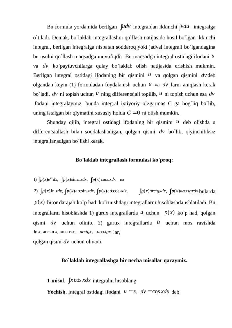 Aniqmas intеgralda o`zgaruvchini almashtirish 4