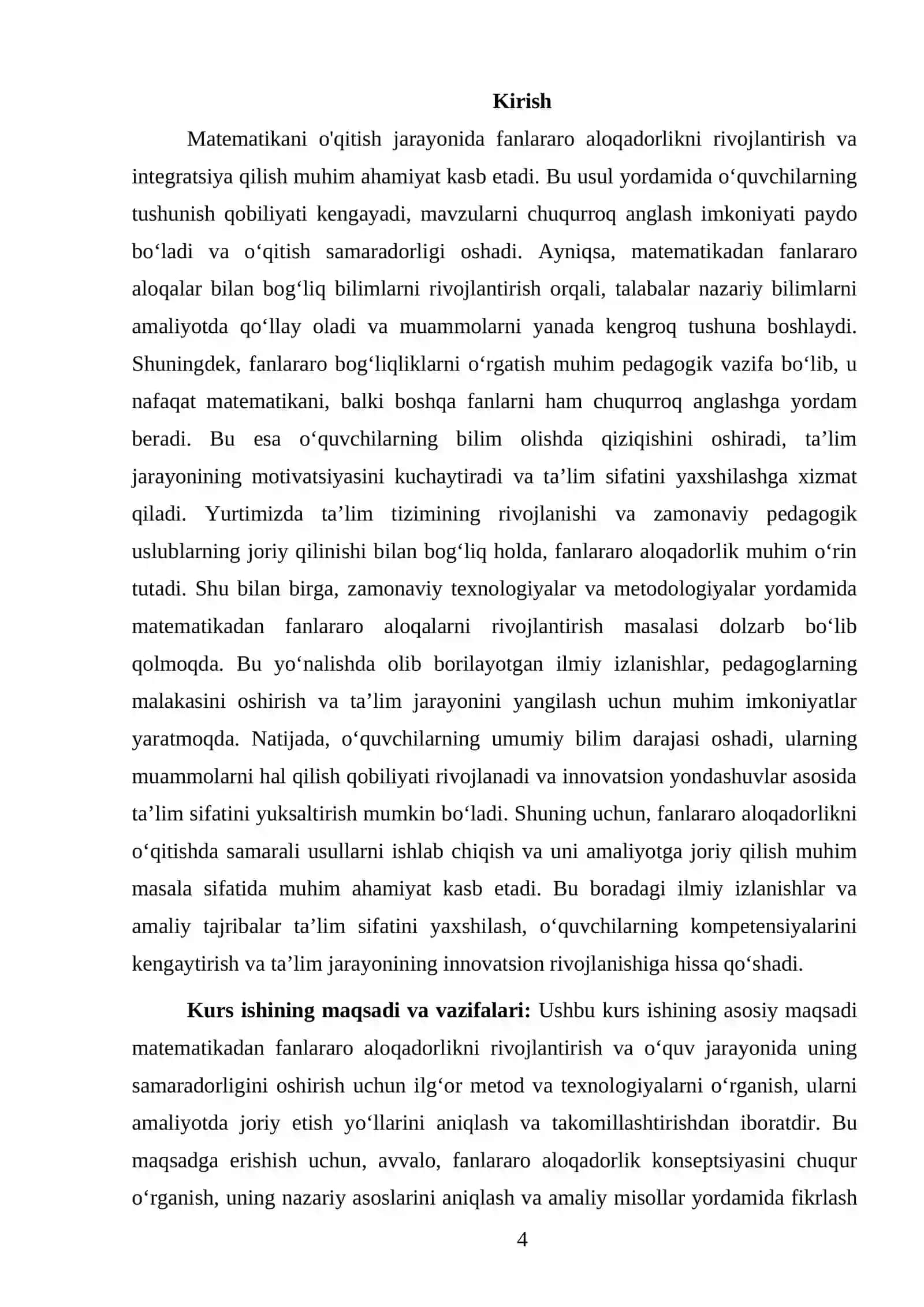 Matematikadan fanlararo aloqadorlik o'qitish samaradorligini oshirish sifatida 4