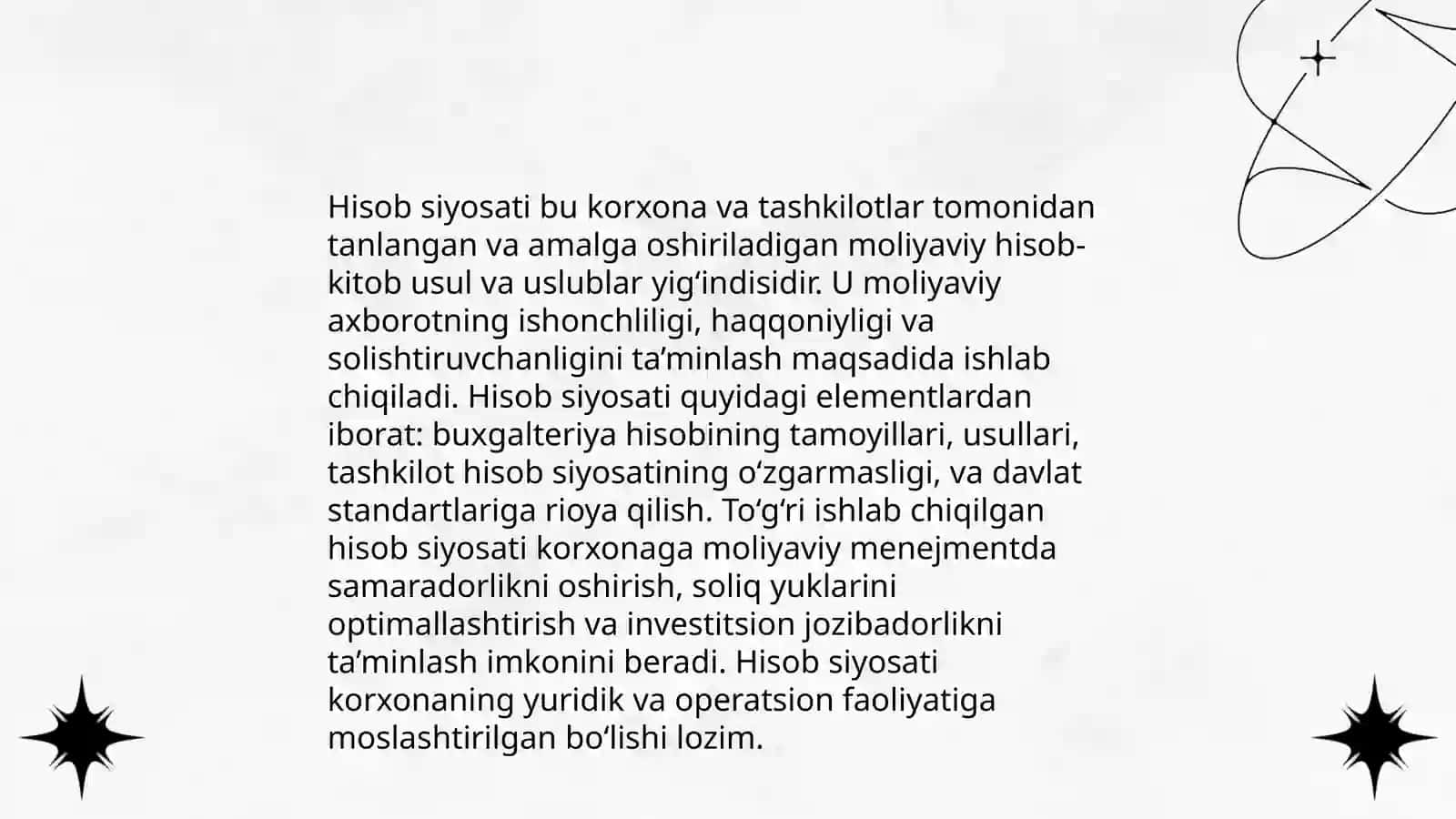 Buxgalteriya hisobini yuritishda hisob siyosatining o'rni va ahamiyati 4