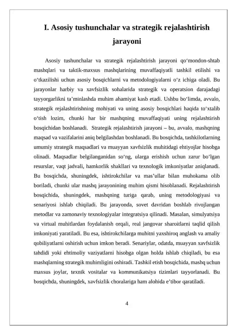 QOʻMONDON-SHTAB MASHQLARI VA TAKTIK- MAXSUS MASHQLARI, ULARNI TASHKIL ETISH VA OʻTKAZISH TARTIBLARI 4