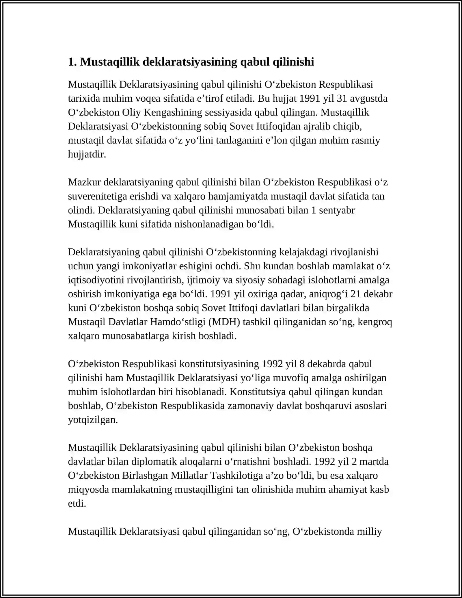 MUSTAQIL O'ZBEKISTON RESPUBLIKASINING TASHKIL TOPISHI 4