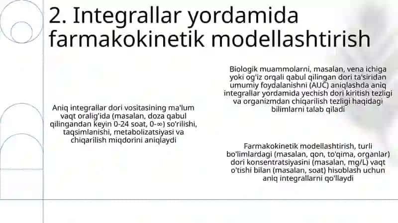 Aniq integral yordamida kimyoviy biologik masalalar ishlash 4