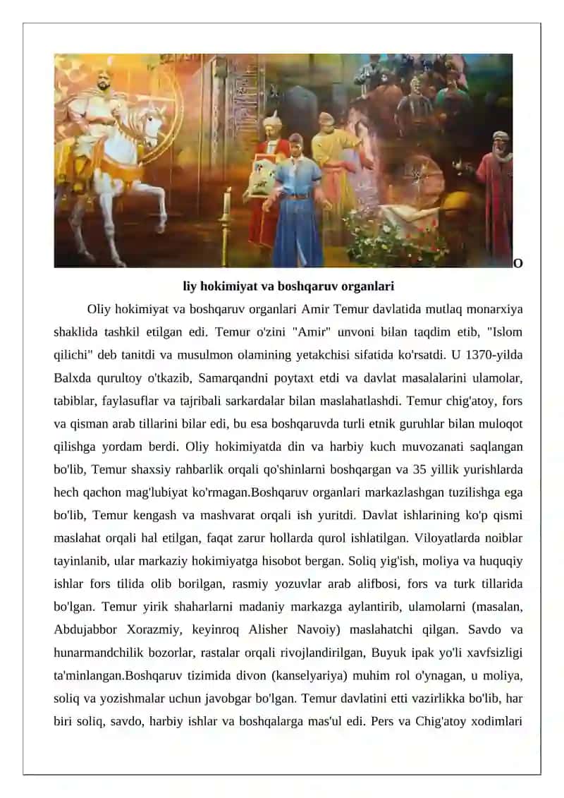 Temuriylar davrida Movarounnahr va Xurosonda davlatchilik rivoji 4