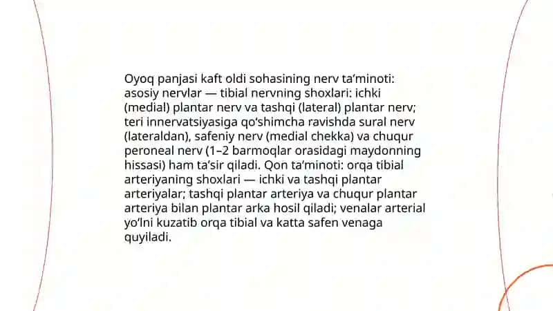 Oyoq panjasi kaft oldi sohasi 4