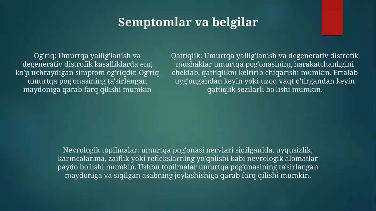 Umurtqa Yallig'Lanish Va DegenrativDistrofikKasalliklari 4