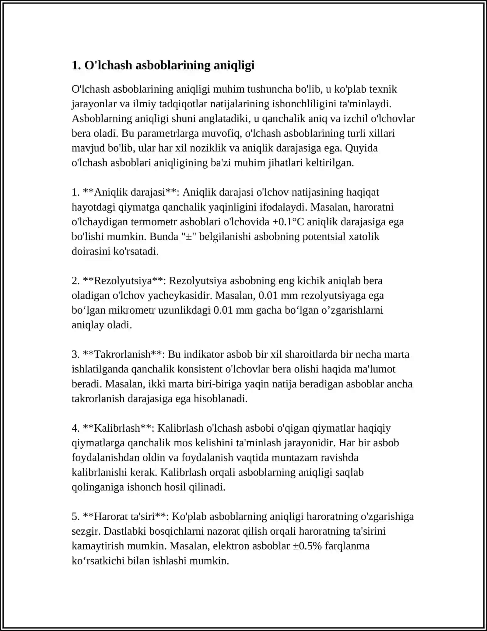 TENG ANIQLIKDAGI O'LCHASH NATIJALARINI BAXOLASH 4