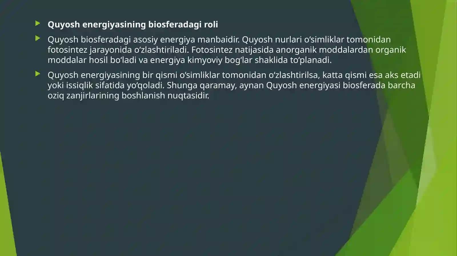 Biosferada energiya va moddalarning aylanma harakati 4