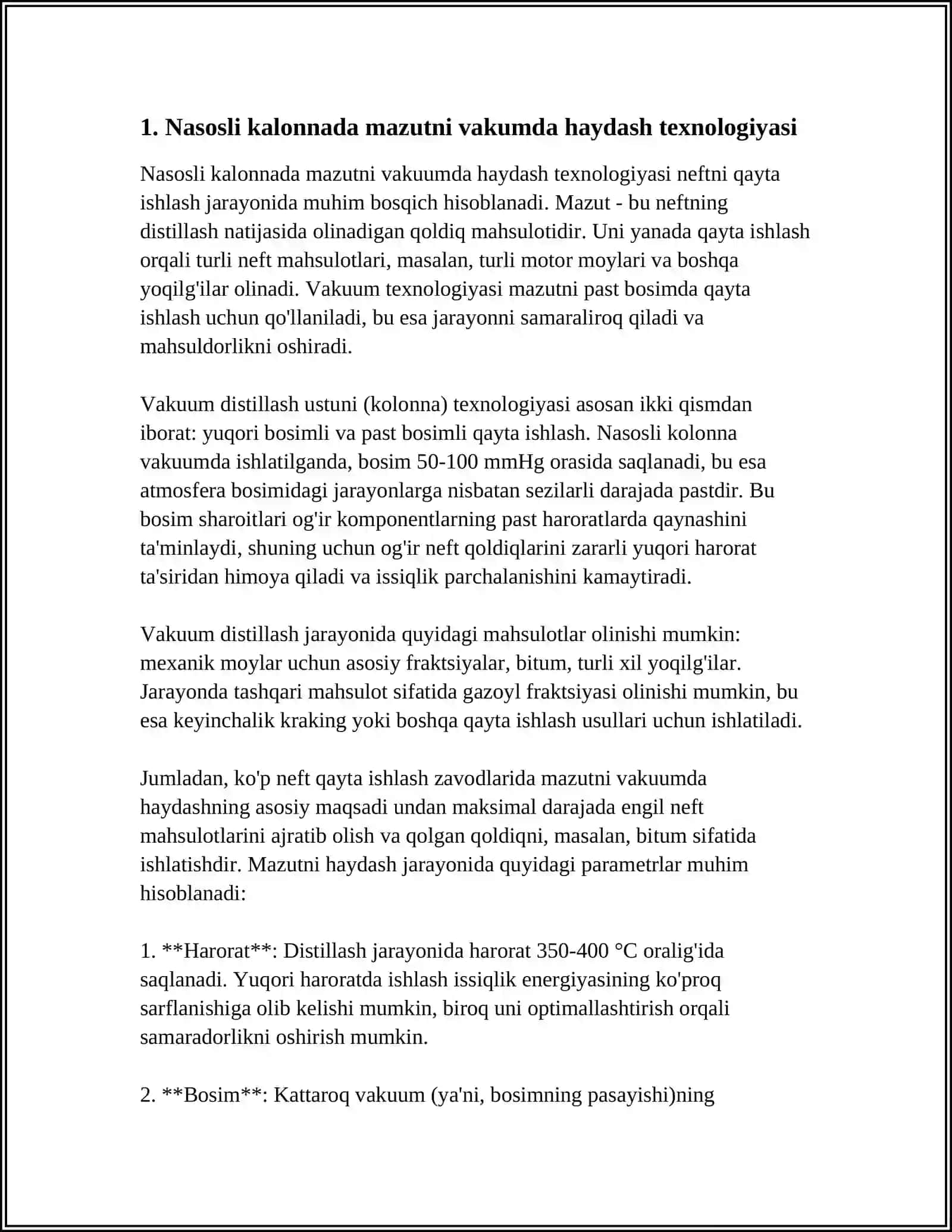 NASOSLI KALONNADA MAZUTNI VAKUMDA HAYDASH 4